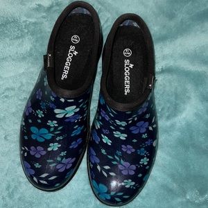 SLOGGERS. Ladies size 10, black & floral, worn once!